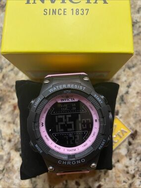 Invicta Black and Pink Racing Digital Chronograph Watch